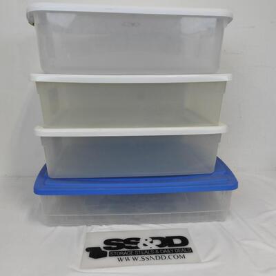 4 Clear Storage Bins: Sterilite: Two 32 qt, 35 qt, & Rubbermaid 9 gallon
