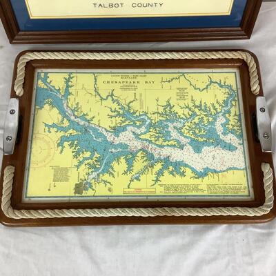 859 Talbot County Needlepoint & Chesapeake Bay Map Tray