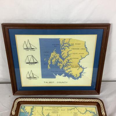 859 Talbot County Needlepoint & Chesapeake Bay Map Tray