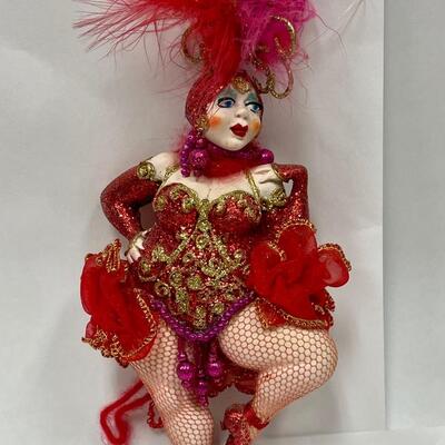 Artist Signed Chubby Chunky Cabaret Burlesque Dancer Doll in Red