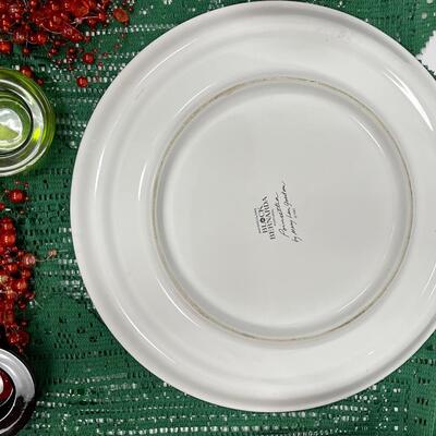 Ceramic Platter and other table decor - beads, electric candles, glass votive holders, 4 lightweight placemats