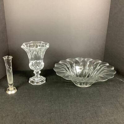 875  Heisey Bowl, Crystal Vase,  Sterling Glass Bud Vase