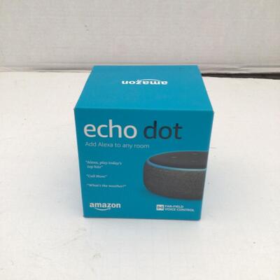 278 Amazon Echo Dot. New in opened box. Charging cord and wall plug included.