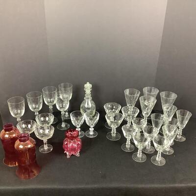 879 Large lot of Crystal Stemware & Cranberry glass