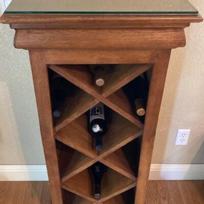 Oak Wine Rack With Removable Glass Top