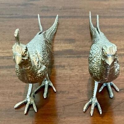 Two Metal Pheasant Figures