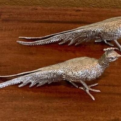 Two Metal Pheasant Figures