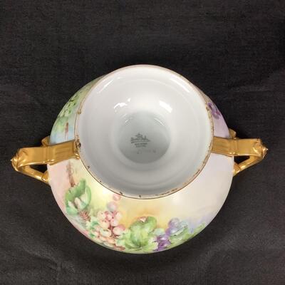 883 Antique Handpainted Signed Rosenthal Bavarian Handled Punch Bowl with cups