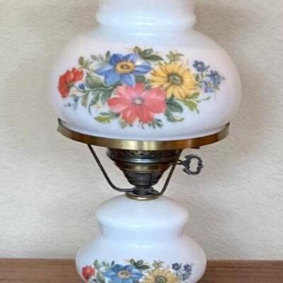 Floral Lamp With Brass Accents