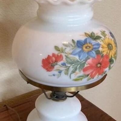 Floral Lamp With Brass Accents