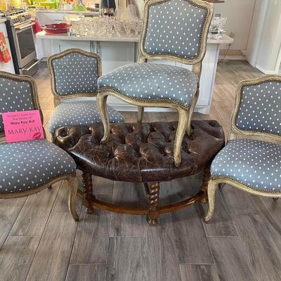 Lot 9: Mary Kay Chairs & Leather half circle bench