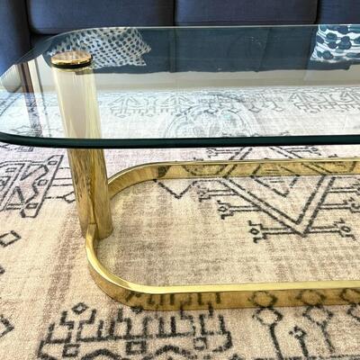 LOT 34  VINTAGE BRASS & GLASS COFFEE TABLE