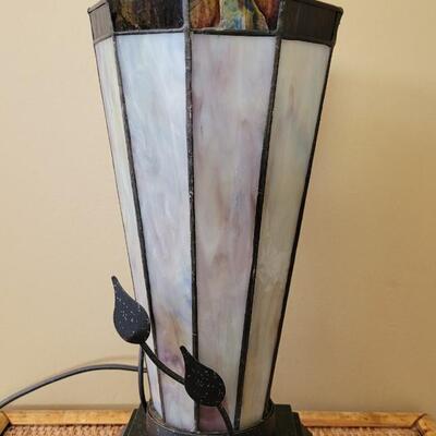 Lot 123: Touch Light Slag Glass Lamp