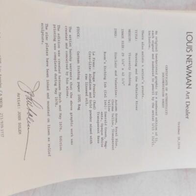 Framed Art Intaglio Viscosity Etching 'Morning and the McKinley River' by John Solem 13/15 with Gallery Documentation