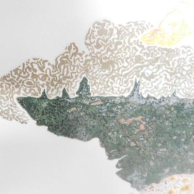 Framed Art Intaglio Viscosity Etching 'Morning and the McKinley River' by John Solem 13/15 with Gallery Documentation