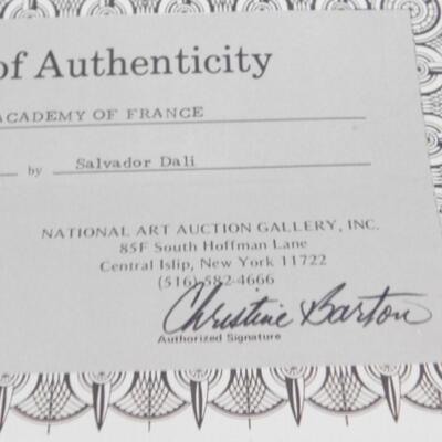 Framed Art Original Hand Etching Artist Proof Pencil Signed 'The Academy of France by Salvador Dali with COA
