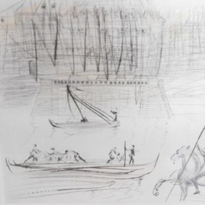 Framed Art Original Hand Etching Artist Proof Pencil Signed 'The Academy of France by Salvador Dali with COA