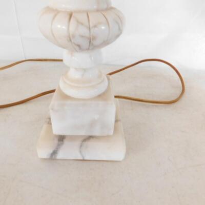 Pair of Matching Carved Marble Post Lamps