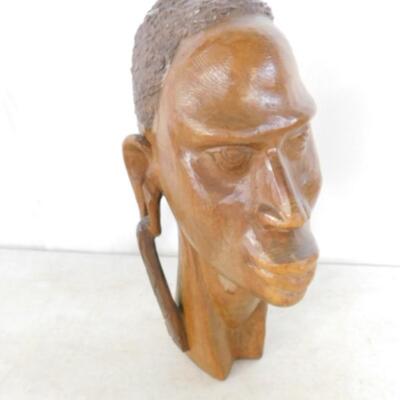 Authentic African Tribal Art Crafted Wood Carved Face Statuette