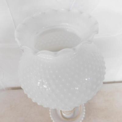 Vintage Hobnail Electric Lamp with Milk Glass Shade