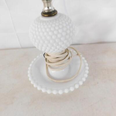 Vintage Hobnail Electric Lamp with Milk Glass Shade