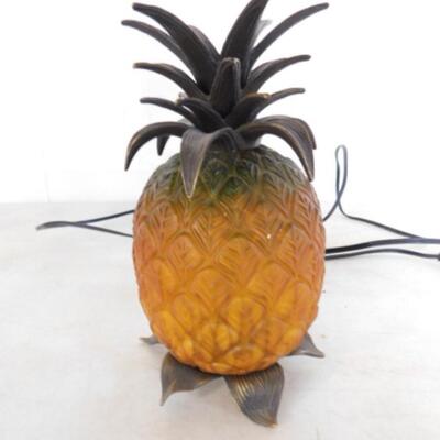 Glass Pineapple Shade Table Lamp with Metal Base and Stalks