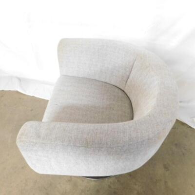 Mid Century Modern Upholstered Swivel Chair on Chrome Base