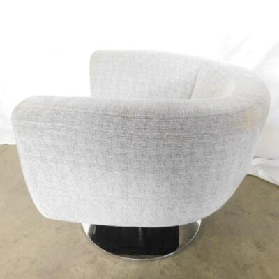Mid Century Modern Upholstered Swivel Chair on Chrome Base