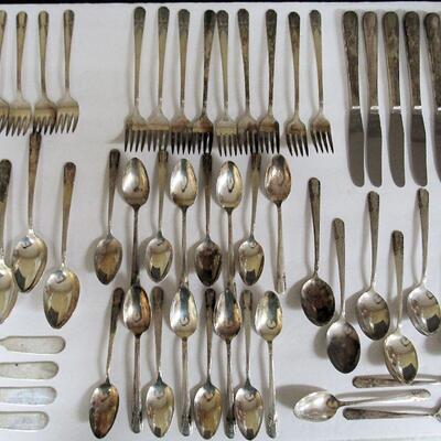 Large Lot of 56 Pieces Wm Rogers Silver Plate Flatware, Talisman Pattern