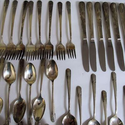 Large Lot of 56 Pieces Wm Rogers Silver Plate Flatware, Talisman Pattern