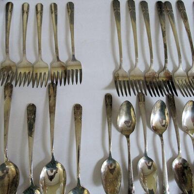 Large Lot of 56 Pieces Wm Rogers Silver Plate Flatware, Talisman Pattern