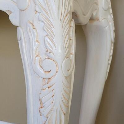 Lot 127: Creamy White Wood Console Table with (2) Glass Panes