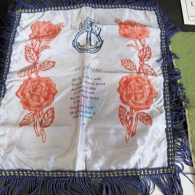 Nice Vintage Needlepoint Chair Seat Panel and Vintage USN Pillow Cover