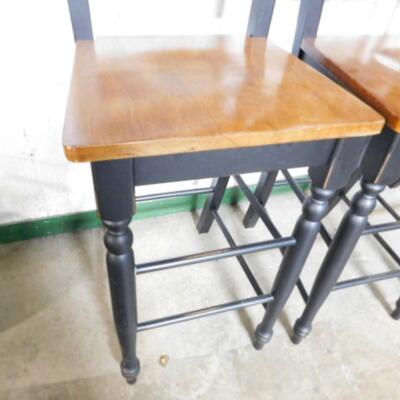 Set of Three Solid Wood French Country Farmhouse Design Bar Stools