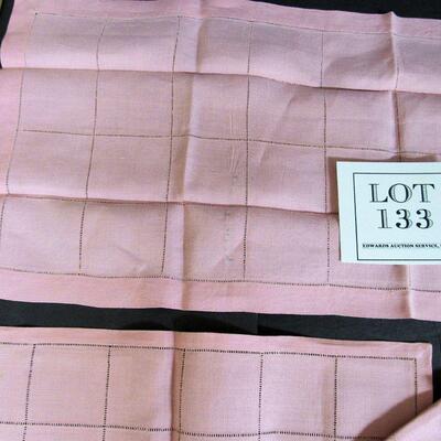 Vintage Fabric Placemats and Table Runner, Light Pink Color
