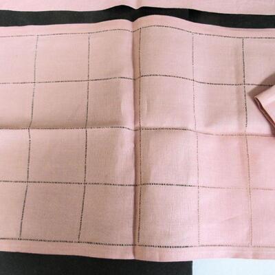 Vintage Fabric Placemats and Table Runner, Light Pink Color