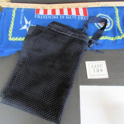 Large Blue Mesh Laundry Bag, Lightweight Fleece Disabled Vets Lap Blanket