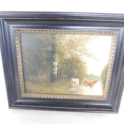 Framed Art Giclee on Canvas Pastural Scene 19th Century Signed by Artist A. Millrose