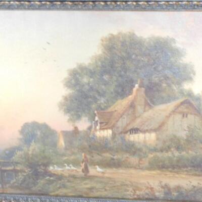 Framed Art Giclee on Canvas 19th Century 'Evening Stroll' Unsigned