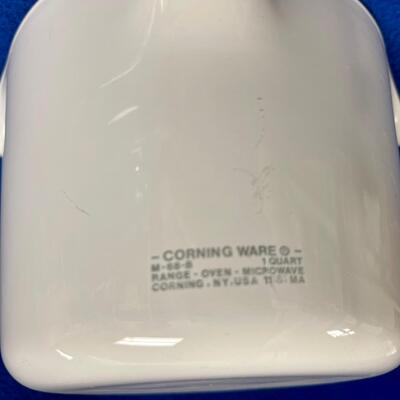 Corning Ware M-68-B White Dual Spout 1 QT Saucepan with Pyrex Lid M-68-B Vintage