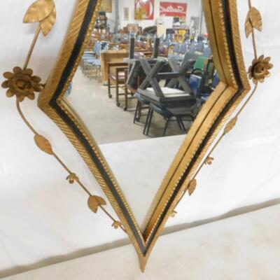 Vintage Regency Wood Gilt Frame Mirror with Metal Leaf Accents Choice A