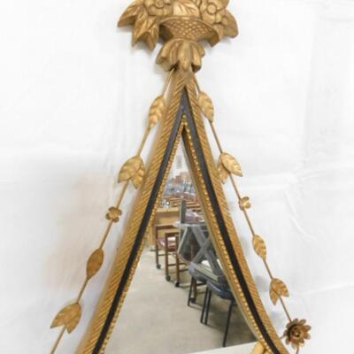 Vintage Regency Wood Gilt Frame Mirror with Metal Leaf Accents Choice B