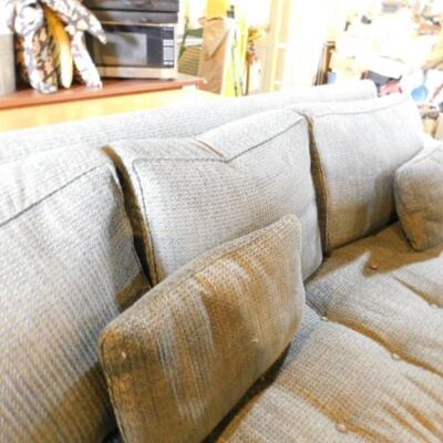 Full Size Single Bottom Cushion Sofa Blue Weave Pattern Upholstery