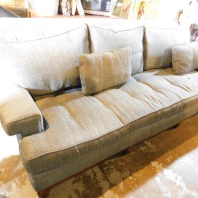 Full Size Single Bottom Cushion Sofa Blue Weave Pattern Upholstery