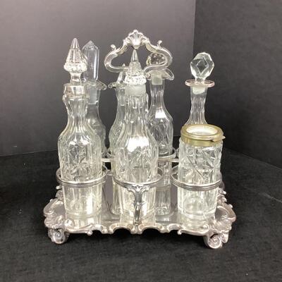 895 Vintage Silverplate Cruet Set, Coddler, and Vases