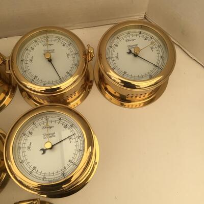 284 Weems & Plath Brass Nautical Barometers & Clock