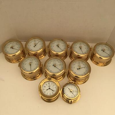 284 Weems & Plath Brass Nautical Barometers & Clock