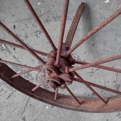 Antique Metal Wheel from Farm Implement or Wagon