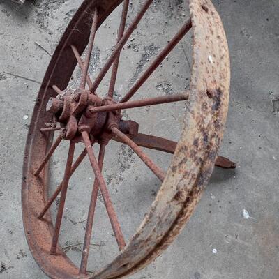 Antique Metal Wheel from Farm Implement or Wagon