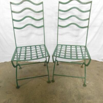 Pair of Vintage Wrought Iron Garden or Patio Chairs Choice A